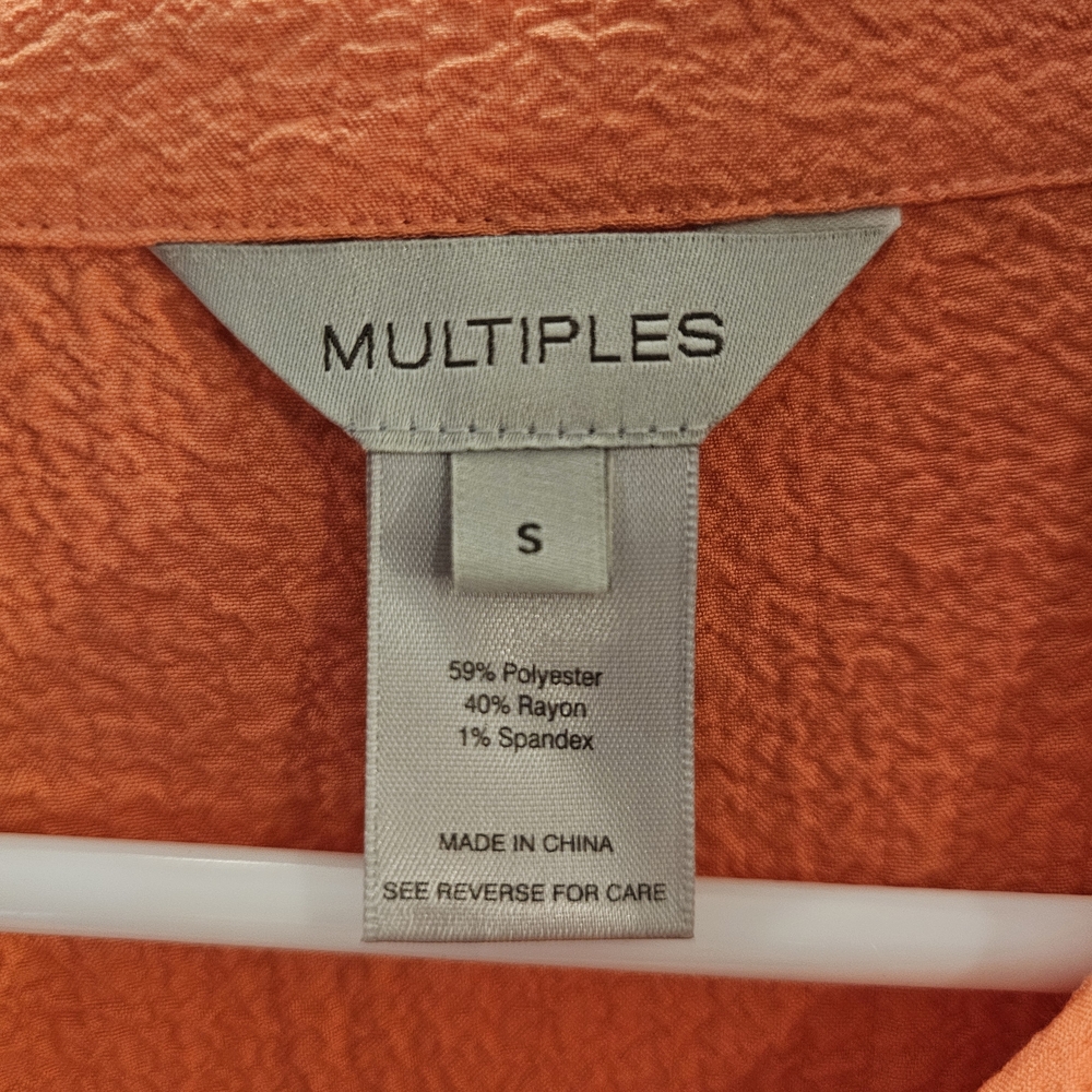 Multiples Vibrant Orange Textured Button Down Shi… - image 2